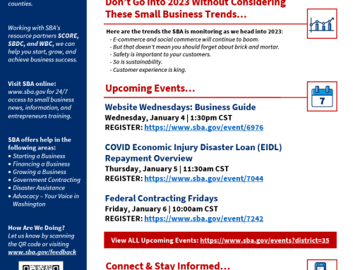 SBA Houston Events for the Week of December 26 – December 30, 2022