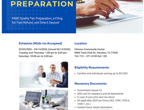 Chinese Community Center: Vita | Free Tax Preparation, Feb. 3-Apr. 14